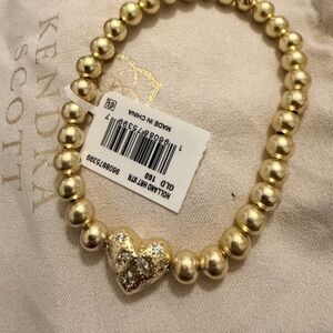 Kendra Scott Gold Beaded Bracelet with Heart Charm